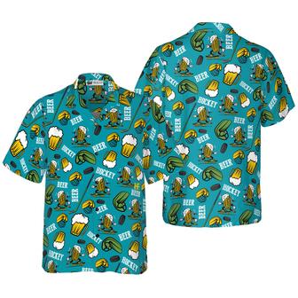 Hockey And Beer Aloha Hawaiian Shirt For Summer, Colorful Hawaiian Shirt Outfit For Men Women, Gift For Friend, Team, Family, Hockey Beer Lovers - Seseable