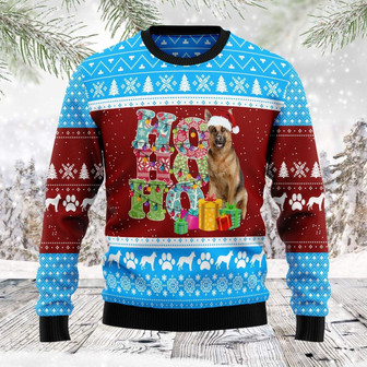 HoHoHo German Shepherd Christmas Funny Ugly Sweater - Thegiftio UK