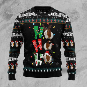 Hohoho Guinea Pig Christmas Funny Black Ugly Sweater - Thegiftio UK