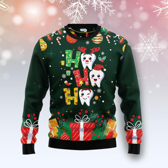 Hohoho Teeth Christmas Funny Ugly Sweater - Thegiftio UK