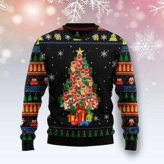 Hoot Hoot Owl Noel Tree Christmas Funny Ugly Sweater - Thegiftio UK