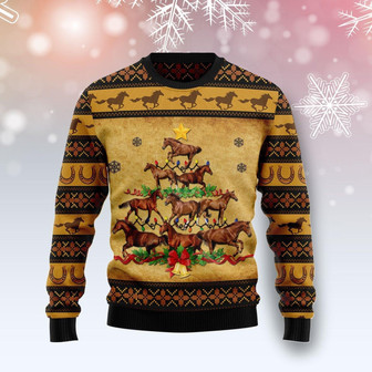 Horse Christmas Tree Funny Ugly Sweater - Thegiftio UK