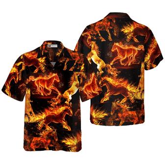 Horse Hawaiian Shirt, Flaming Horses Aloha Shirt For Men - Perfect Gift For Horse Lovers, Husband, Boyfriend, Friend, Family - Seseable