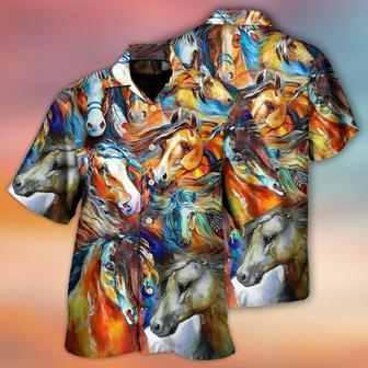 Horse Hawaiian Shirt For Summer - Horse Face Colorful Cool Art Style Hawaiian Shirt - Perfect Gift For Men, Horse Lovers - Seseable