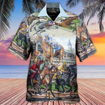 Horse Hawaiian Shirt For Summer - Horse Racing Be Strong Be Brave Hawaiian Shirt - Perfect Gift For Men, Horse Racing Lovers, Horse Lovers - Seseable