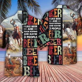 Horse Hawaiian Shirts For Summer - Horse Beer, I Like Beer And Team Roping Hawaiian Shirt - Perfect Gift For Men, Horse Lovers, Beer Lovers - Seseable