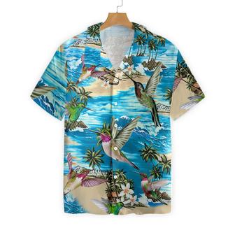 Hummingbird Hawaiian Shirts, Colorful Summer, Blue Beach Aloha Shirts For Men - Perfect Gift For Hummingbird Lovers, Friends, Family - Seseable