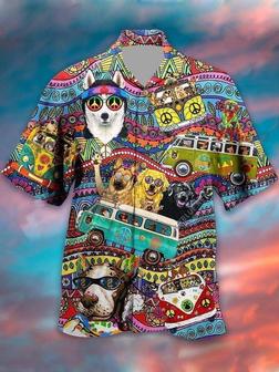 Husky Aloha Hawaiian Shirt - Hippie Husky Dog Colorful Hawaiian Shirt, Stay Trippy Little Hippie Puppy Hawaiian Shirt For Men & Women, Husky Lover - Seseable