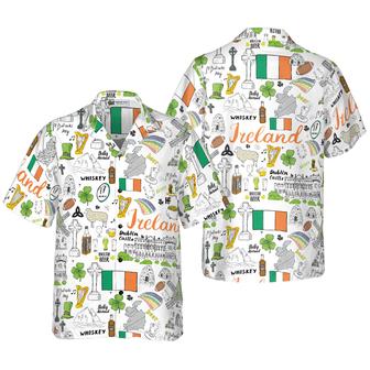 I Love Ireland Doodle Hawaiian Shirt, Colorful Summer Aloha Shirt For Men Women, Perfect Gift For Friend, Family, Husband, Wife, Boyfriend, Girlfriend - Seseable