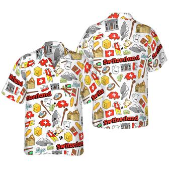 I Love Switzerland Doodle Hawaiian Shirt, Colorful Summer Aloha Shirt For Men Women, Perfect Gift For Friend, Team, Family, Switzerland Proud - Seseable