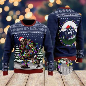 I Party With Sasquatch Camping Christmas Ugly Christmas Sweater | Favorety DE