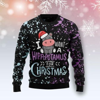 I Want A Hippopotamus For Christmas Funny Ugly Sweater - Thegiftio UK