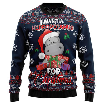 I Want A Hippopotamus Ugly Christmas Sweater - Thegiftio UK