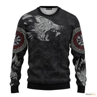 Iceland Fenrir Wolf And Vegvisir Viking Ugly Christmas Sweater | Favorety UK