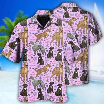 Irish Wolfhound Aloha Hawaii Shirt - Irish Wolfhound Dog So Cute Pink Style Hawaiian Shirt For Summer - Perfect Gift For Dog Lovers, Friend, Family - Seseable