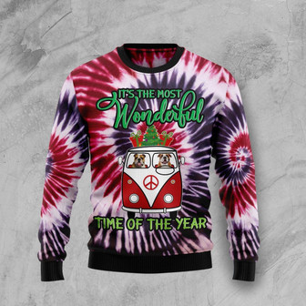 It's The Most Wonderful Bulldog Tie Dye Ugly Christmas Sweater - Thegiftio UK