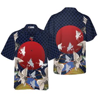 Japanese Cranes Hawaiian Shirt, Colorful Summer Aloha Shirts For Men Women, Perfect Gift For Husband, Wife, Boyfriend, Girlfriend - Seseable