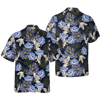 Japanese White Cranes Hawaiian Shirt, Colorful Summer Aloha Shirts For Men Women, Perfect Gift For Husband, Wife, Boyfriend - Seseable