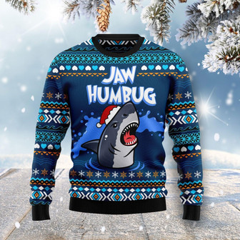 Jaw Humbug Shark Christmas Funny Ugly Sweater - Thegiftio UK