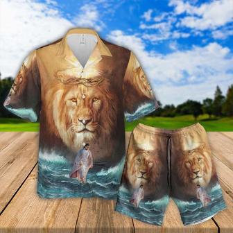 Jesus Aloha Hawaiian Shirts For Summer - Majestic Lion Hawaiian Set Outfit For Men Women, Gift For Christians, Friend - His Will His Way My Faith | Favorety DE