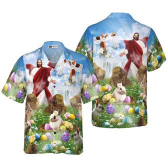 Jesus Hawaiian Shirt - Happy Easter Jesus Is Risen Hawaiian Shirt, Bunny Hawaiian Shirt - Perfect Gift For Lover, Friend, Family - Seseable
