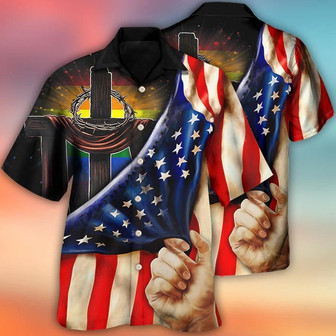 Jesus Hawaiian Shirt - LGBT Aloha Hawaiian Shirt For Summer - LGBT Independence Day LGBT Flag Lighting Hawaiian Shirt - Perfect Gift For LGBT - Seseable