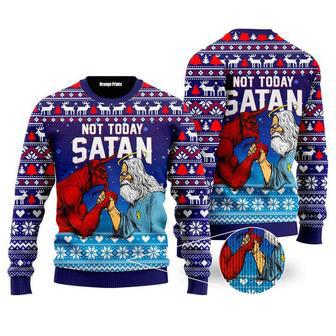 Jesus Not To Day Satan Ugly Christmas Sweater For Men & Women | Favorety