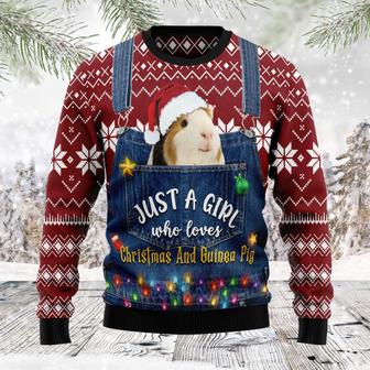 Just A Girl Who Loves Christmas And Guinea Pig Ugly Sweater - Thegiftio UK