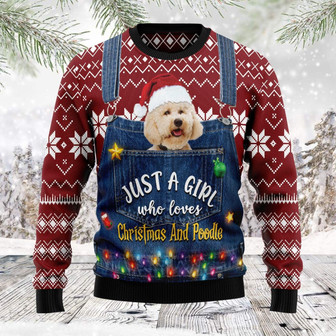 Just A Girl Who Loves Christmas And Poodle Ugly Sweater - Thegiftio UK
