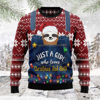 Just A Girl Who Loves Christmas And Sloth Ugly Sweater - Thegiftio UK