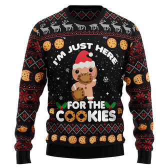 Just Here For The Cookies Ugly Christmas Sweater - Thegiftio UK
