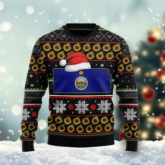 Kansas Sunflower Christmas Funny Ugly Sweater - Thegiftio UK