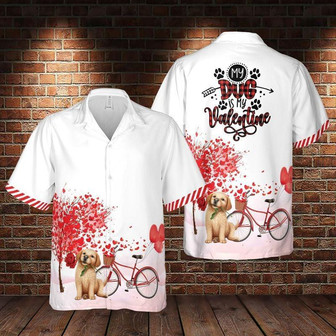 Labrador Aloha Hawaiian Shirt - Cartoon Labrador Pattern Hawaiian Shirt, My Dog Is My Valentine Pattern Hawaiian Shirt For Men & Women, Labrador Lover - Seseable