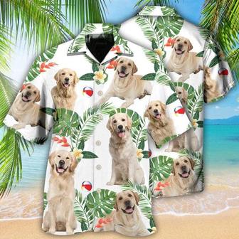 Labrador Retriever Aloha Hawaii Shirt - Dog Tropical Leaf White Style Hawaiian Shirt For Summer - Perfect Gift For Dog Lovers, Friend, Family - Seseable