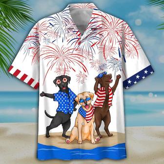 Labrador Retriever Aloha Hawaiian Shirts For Summer, Happy Independence Day Hawaiian Shirt For Men Women, Gift For Dog Lovers, Fourth Of July Holiday - Seseable