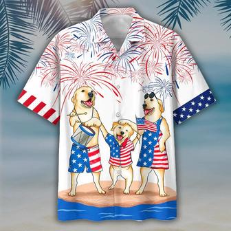 Labrador Retriever Aloha Hawaiian Shirts For Summer, Independence Day 4th Of July American Hawaiian Shirt For Men Women, Patriotic Gift For Dog Lovers - Seseable