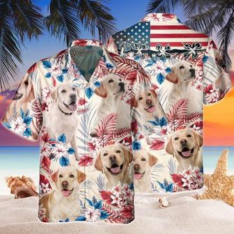 Labrador Retriever Aloha Hawaiian Shirts For Summer, Labrador Independence Day USA Flag Hawaiian Shirt For Men Women, 4th of July Gift For Dog Lovers - Seseable
