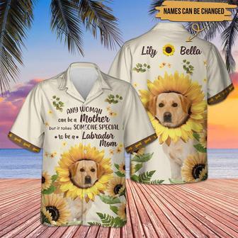 Labrador Retriever Hawaiian Shirt Custom Name, Dog Sunflower Personalized Aloha Hawaiian Shirt, Perfect Gift For Dog Lovers, Dog Mom, Mother's Day - Seseable