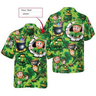 Leprechaun Happy Saint Patrick's Day Custom Name Hawaiian Shirt, Personalized Colorful Summer Aloha Shirts Perfect Gift For Men Women - Seseable