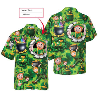 Leprechaun Happy Saint Patrick's Day Custom Name Hawaiian Shirt, Personalized Colorful Summer Aloha Shirts Perfect Gift For Men Women - Seseable