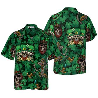 Leprechaun Skull Happy Saint Patrick's Day Hawaiian Shirt, Colorful Summer Aloha Shirts For Men Women, Perfect Gift For Husband, Wife, Boyfriend - Seseable