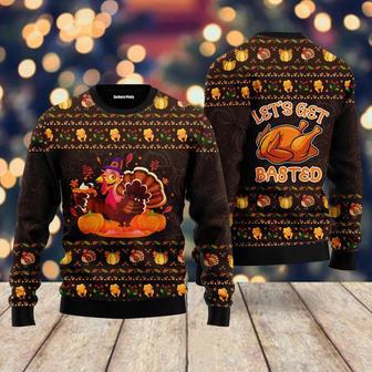 Lets Get Basted Turkey Thanksgiving Ugly Sweater For Men & Women | Favorety