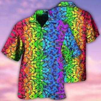 LGBT Aloha Hawaiian Shirt For Summer - LGBT Colorful Rainbow Butterfly Hawaiian Shirt - Perfect Gift For LGBT - Seseable