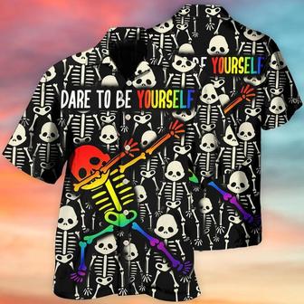 LGBT Aloha Hawaiian Shirt For Summer - LGBT Dare To Be Yourself Style Hawaiian Shirt - Cool Skull Hawaiian Shirt - Perfect Gift For LGBT - Seseable