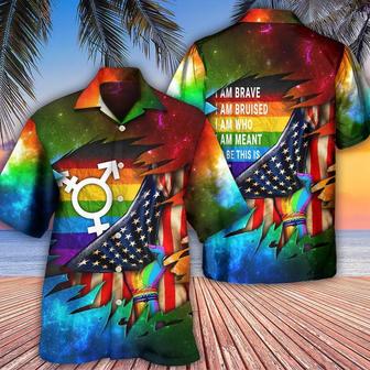 LGBT Aloha Hawaiian Shirt For Summer - LGBT I Am Brave I Am Bruised Cool Hawaiian Shirt - US flag Rainbow Hawaiian Shirt - Perfect Gift For LGBT - Seseable