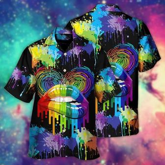 LGBT Aloha Hawaiian Shirt For Summer - LGBT Lips The Color Of Happiness Hawaiian Shirt - Rainbow Lips Hawaiian Shirt - Perfect Gift For LGBT - Seseable