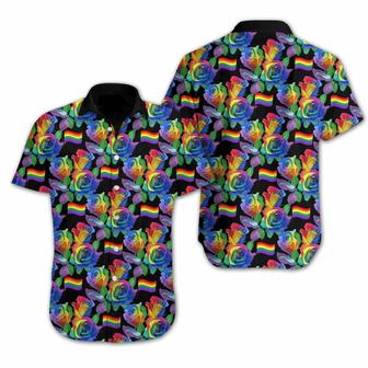 LGBT Aloha Hawaiian Shirts For Summer, Ally Pride Month Rose Colorful Of LGBT Hawaiian Shirts, Gift For Gaymer And Lesbian - Seseable