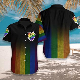 LGBT Aloha Hawaiian Shirts For Summer, Love Is Love Heart Colorful Rainbow LGBT Hawaiian Shirts, Pride Gift For Gaymer And Lesbian, Gay - Seseable