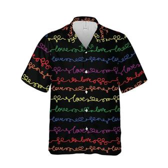 LGBT Aloha Hawaiian Shirts For Summer, Love Pattern Colorful Rainbow LGBT Pride Hawaiian Shirts, Gift For Couple Gaymer And Lesbian - Seseable