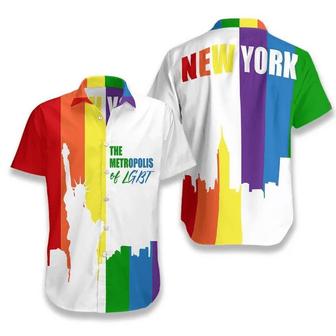 LGBT Aloha Hawaiian Shirts For Summer, New York The Metropolis Of LGBT Colorful Rainbow Hawaiian Shirts, Pride Gift For Gaymer And Lesbian, Gay - Seseable